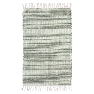 Tapis vert Kentucky, 60x120 cm, tapis en laine avec franges.