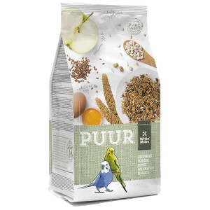 Witte Molen Mangime per Cocorite Puur 2kg con semi, mela, uovo e due cocorite.