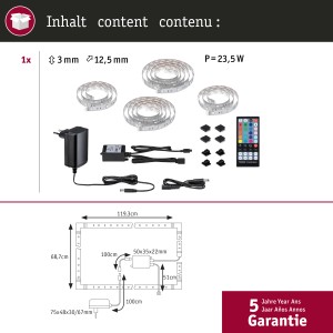 Paulmann MaxLED TV Comfort Set per 55 pollici: Striscia LED, telecomando, alimentatore e accessori.