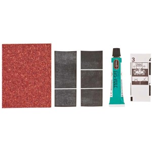 Kit riparazione forature Prophete, 7 pezzi, per la riparazione di camere d'aria con toppe, mastice e raspa.