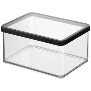 Contenitore rettangolare trasparente Rotho Premium Loft nero, 2,25 l, per alimenti.