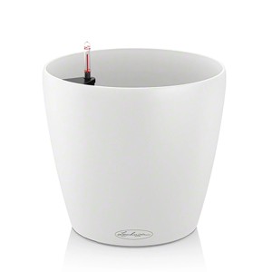 Pot de fleurs Lechuza Classico blanc, Ø 27,5 cm, avec système d'arrosage pour intérieur et extérieur.