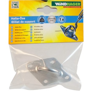 Occhiello di fissaggio Windhager in acciaio inox lucido per fissare tende da sole.