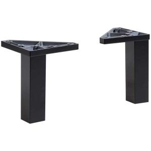 Pelipal Jeu de pieds de meuble Belgrad, 2 pieds noirs carrés pour meubles de salle de bain.