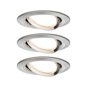 Set di tre faretti LED da incasso orientabili Nova Coin, 6,5 W, ferro spazzolato.