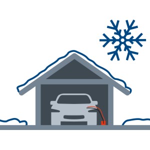 Immagine simbolica: carica invernale con caricabatterie Einhell CE-BC 10 M per auto in garage.