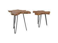 Beliani Table d'appoint Camrose Teck Ø 60 cm / H 56 cm 2 pcs