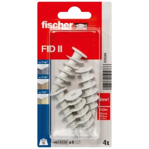 Tasselli per isolamento Fischer FID II, 8x35mm, 4 pezzi, per fissaggi leggeri su isolamento termico.