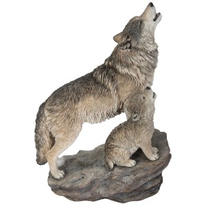 Vivid Arts Dekofigur: Heulende Wölfe (40 cm) aus Polyresin für die Gartendekoration.