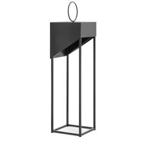 Lampada LED Ambiance Kos, nero opaco, design geometrico moderno in metallo con maniglia ad anello. Per esterni.