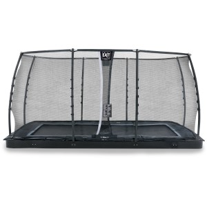 Trampolino interrato rettangolare nero EXIT Dynamic 244x427 cm con rete di sicurezza.