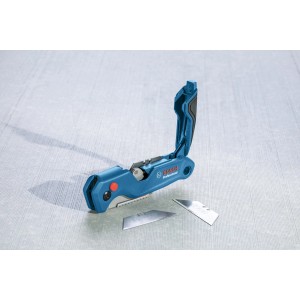 Couteau pliant Bosch Professional, bleu, avec lames de rechange. Couteau universel.