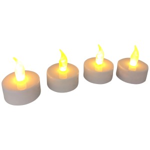 4er Set LED-Teelichter mit warmweißem, flackerndem Licht für den Innenbereich.