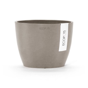 Pot de fleurs Ecopots Stockholm, gris-brun, 16x12,5cm. Idéal pour l'intérieur et l'extérieur.