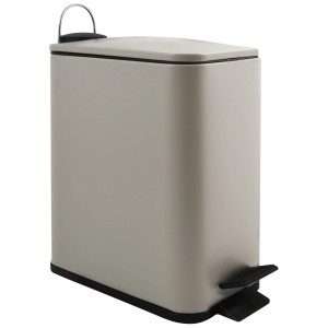 Spirella Erik pattumiera bagno, color taupe opaco, 5L, cestino a pedale in acciaio con coperchio.