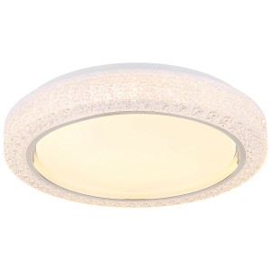 Plafonnier LED blanc avec décor cristal, 24W, ø 40 cm. Lampe de plafond moderne pour espaces de vie.