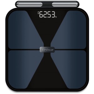 Trisa Körperanalysewaage BioMetrix Smart, digitale Personenwaage mit Handgriff und LCD-Display.