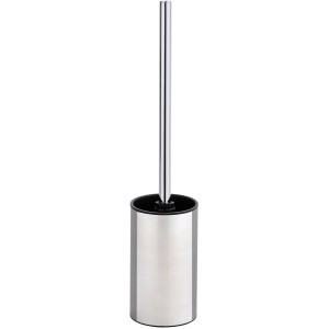 Wenko WC-Garnitur Detroit en acier inoxydable avec tête de brosse noire.