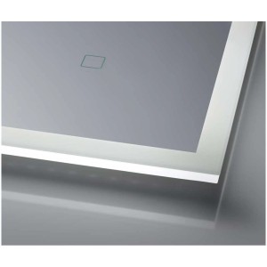 Specchio da parete a LED Diaqua Faro, 90x70 cm, con cornice in alluminio e illuminazione.
