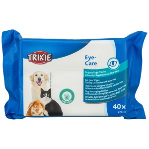 Salviette Trixie Eye-Care per animali, 40 pezzi, per la pulizia delicata della zona occhi.