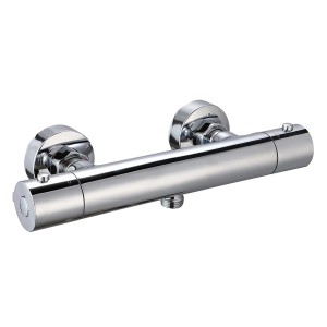 Termostato esterno cromato per doccia e vasca da bagno.