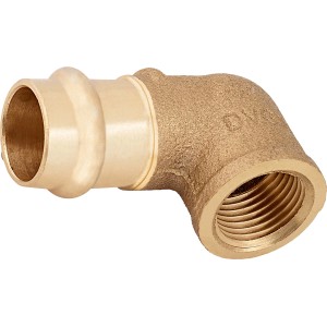 Raccordo a pressare a 90 gradi in bronzo rosso, 18 mm x 18,6 mm (Rp 1/2), per tubi in rame.