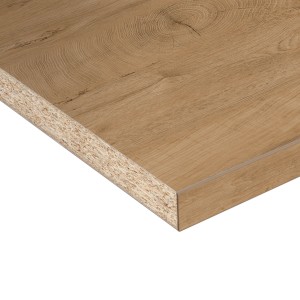 Dettaglio del piano di lavoro Kaindl Eiche Endgrain Classic, spessore 3,8 cm, con venatura del legno.