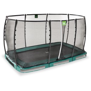 Trampolino interrato verde EXIT Allure Premium 214x366 cm con rete di sicurezza.