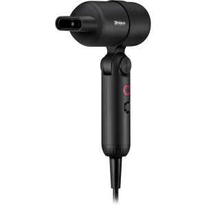 Sèche-cheveux Trisa Ionic-T Bold noir, pliable, pour les soins capillaires et les voyages.
