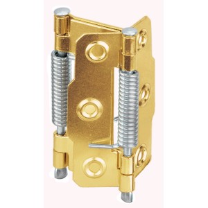Ferrure de porte battante Hettich, 2 pièces, acier laitonné, pour meubles et portes.