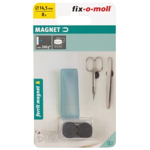 Dischi magnetici in ferrite Fix-o-moll, 8 pezzi, diametro 14,5 mm, per fissare note e oggetti leggeri.