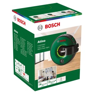Emballage du laser lignes Bosch Atino avec mètre ruban intégré.