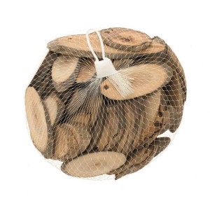 Rondelles de bois ovales, noyer clair, 5-12 cm, 350g, dans un filet pour le bricolage.