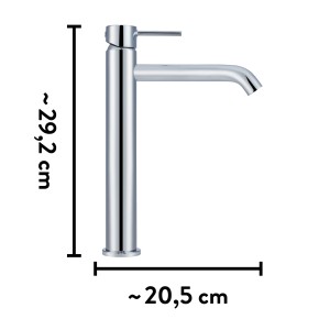 Miscelatore lavabo baliv WT-651 cromato, rubinetto alto per lavabi da appoggio.