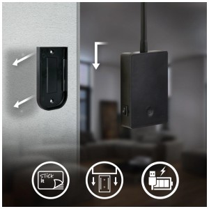 Briloner Cielo lampe de lecture sans fil : Montage avec support adhésif et chargement USB-C.