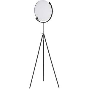 Lampada da terra a LED moderna con base a treppiede, nero opaco, dimmerabile e regolabile in altezza.