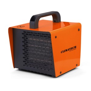 Chauffage céramique orange ClimaTech ZSP2000 avec poignée, puissance 2 kW pour usage intérieur.