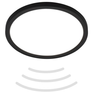 Luminaire de salle de bain LED Briloner noir avec détecteur de mouvement, 15W, IP44.