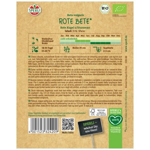 Ruban de graines de betterave rouge Sperli 'Rote Kugel' : Semences biologiques pour cultiver des légumes dans le jardin.