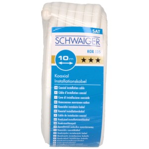 Câble coaxial Schwaiger, 135 dB, 10 m, blanc, pour antenne et TV par câble.