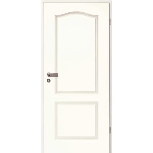 Porta interna bianca Brillant Classic con serratura e cerniere, battuta a destra.