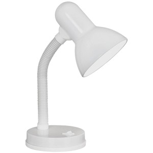 Lampada da tavolo Eglo bianca con braccio flessibile, ideale come lampada da scrivania.