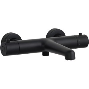 Schöner Wohnen Miscelatore termostatico per vasca Dicu Eco-Stop, nero opaco. Rubinetto termostatico per vasca da bagno.