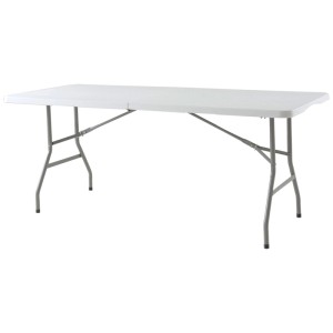 Tavolo pieghevole Greemotion San Remo, bianco-grigio, 180 cm di larghezza. Ideale come tavolo da tappezziere o da giardino.