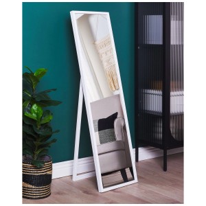 Specchio da terra Torcy bianco, 40x140 cm, con cornice bianca semplice. Ideale per camere da letto e spogliatoi.