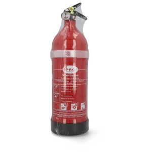 Extincteur à poudre rouge Protex 2 kg avec manomètre et support pour la protection incendie.