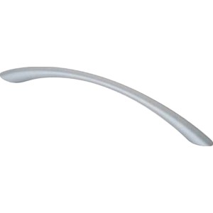 Maniglia per mobili 1042 in metallo color alluminio, curva.