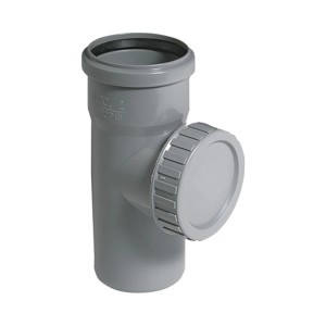 Tubo di pulizia grigio in plastica Marley HTRE DN 110 per sistemi di scarico domestici.