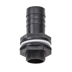 Raccordo per tubo flessibile Garantia 1" con guarnizione e dado per serbatoi.