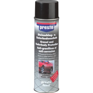 Spray protettivo sottoscocca Presto, nero, bomboletta da 500ml per riparazioni di vernice e carrozzeria.